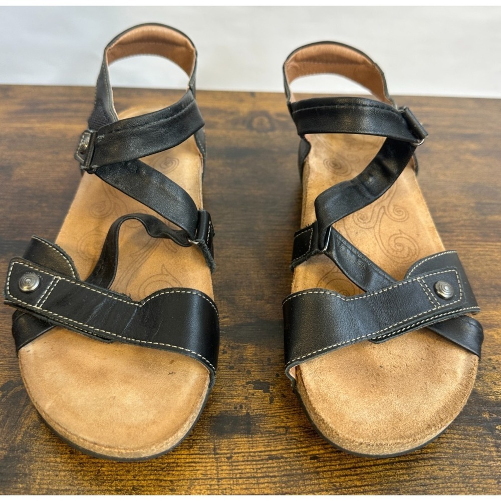 Taos Universe Black Leather Backstrap Sandals Adjustable Size 8-8.5 EUR 39 - Picture 12 of 12